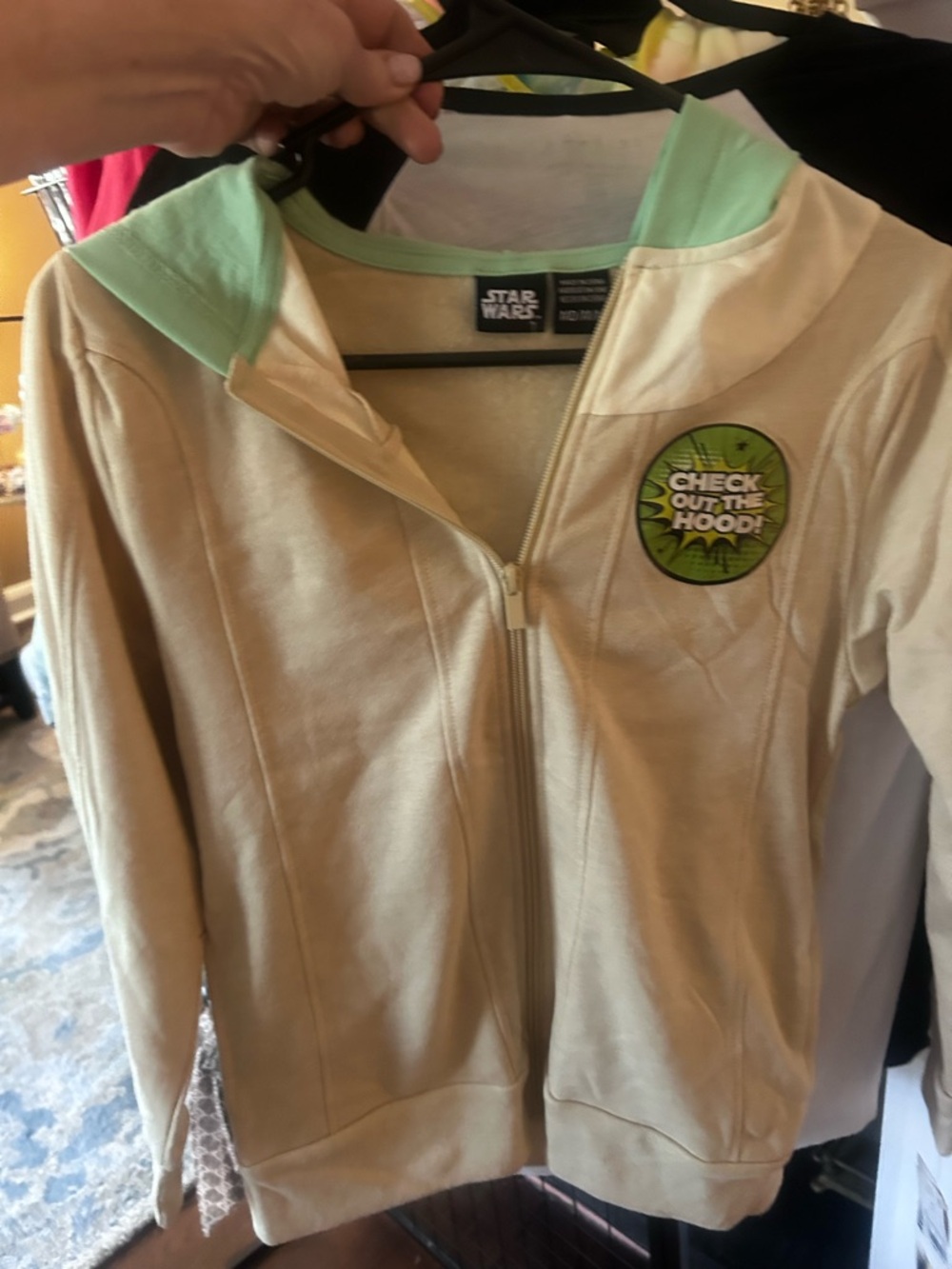 Star Wars Cream & Mint Green Zip Hoodie, boys M, new